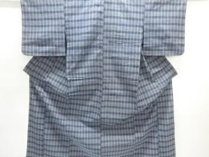 無形文化財正藍阿波しじら　格子織り出し着物